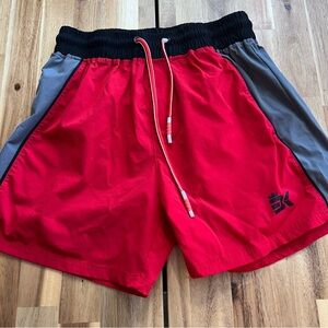 🩳 BK Red & Gray Colorblock Shorts (Size M)